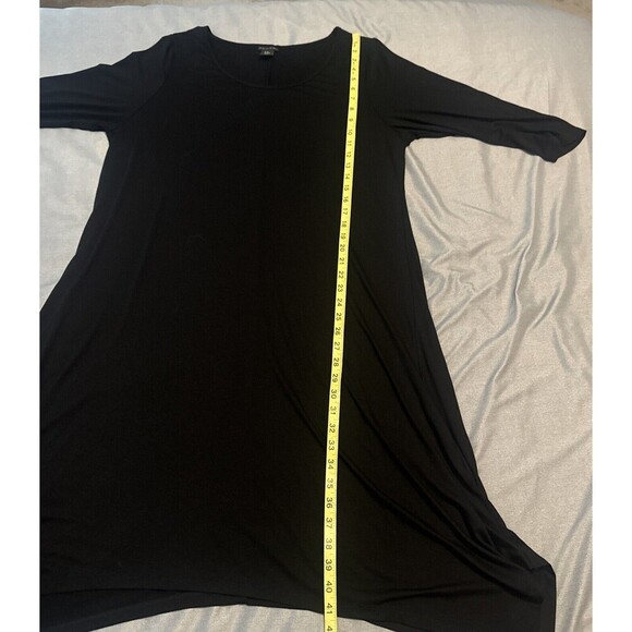 Women’s Tahari BLACK 3/4 Sleeve Rayon Spandex Midi Dress Stretchy Sz 2X - Picture 9 of 9